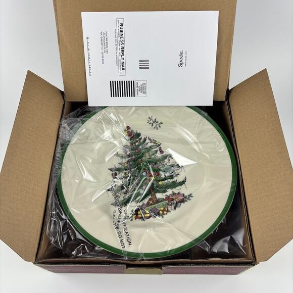 Spode Christmas Tree Footed Cake Plate 10.5" Christmas Serveware - Picture 7 of 14
